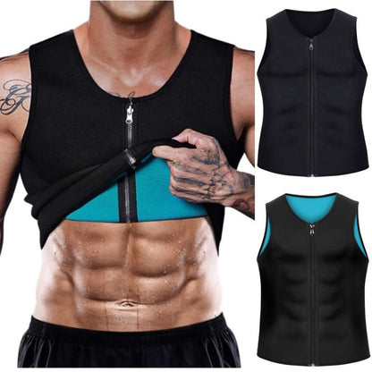Men Fitness Corset Neoprene Sports Tummy Control Shapewear Zipper Tank Top Workout Wear