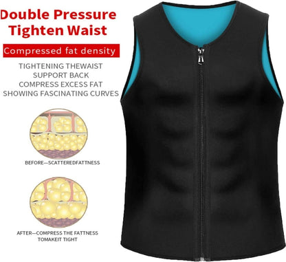 Men Fitness Corset Neoprene Sports Tummy Control Shapewear Zipper Tank Top Workout Wear