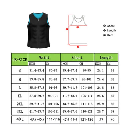Men Fitness Corset Neoprene Sports Tummy Control Shapewear Zipper Tank Top Workout Wear