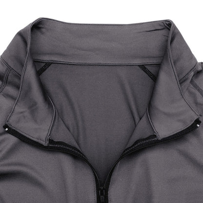 Mens Short Sleeve Quick Dry Gym Wear Fitness Clothing With Zipper Neck