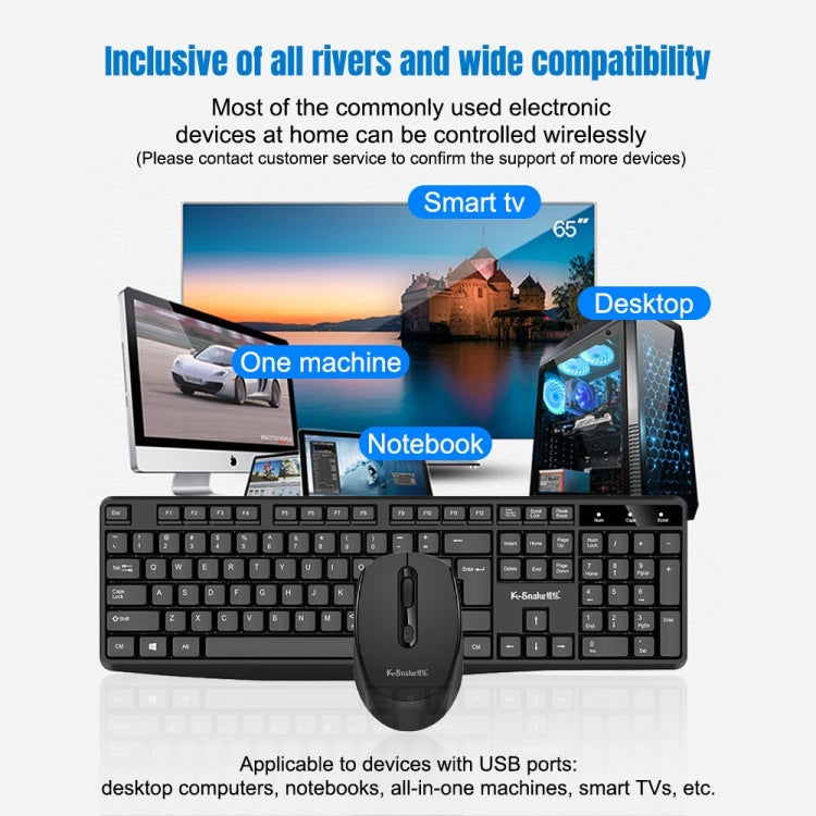 K-Snake WK800 Wireless 2.4G Keyboard Mouse Set Tabletop Computer Notebook Business Office House Use