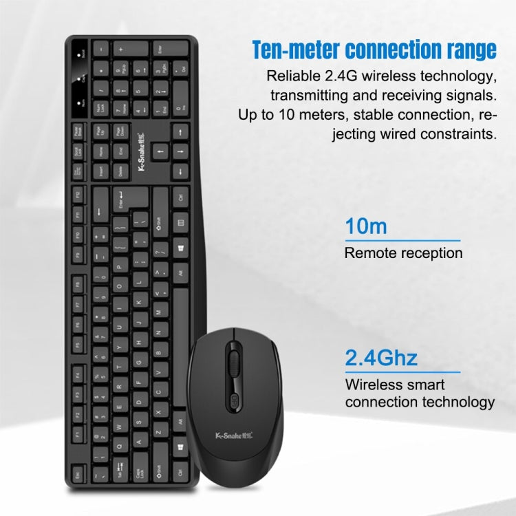 K-Snake WK800 Wireless 2.4G Keyboard Mouse Set Tabletop Computer Notebook Business Office House Use