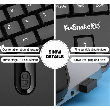 K-Snake WK800 Wireless 2.4G Keyboard Mouse Set Tabletop Computer Notebook Business Office House Use
