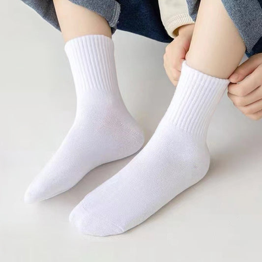 Children Cotton Solid Color Boneless Mid-Calf Breathable Sweat-Absorbent Socks