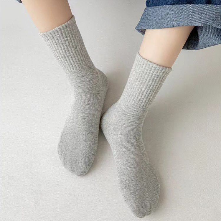 Children Cotton Solid Color Boneless Mid-Calf Breathable Sweat-Absorbent Socks