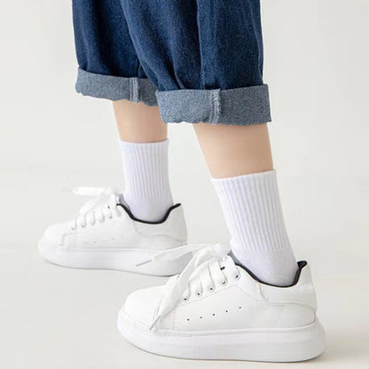 Children Cotton Solid Color Boneless Mid-Calf Breathable Sweat-Absorbent Socks