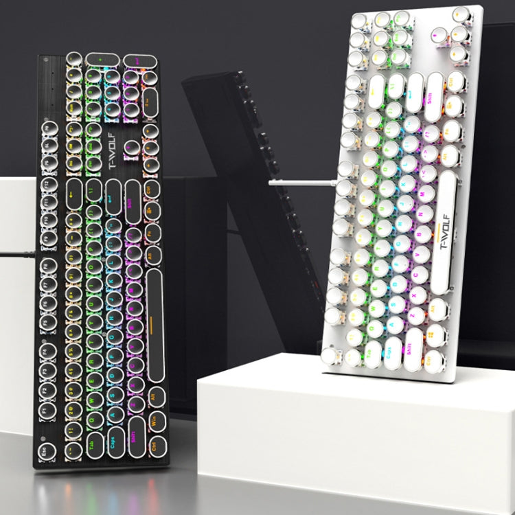 T-WOLF T75 104 Keys Adjustable RGB Light Computer Game Wired Mechanical Keyboard