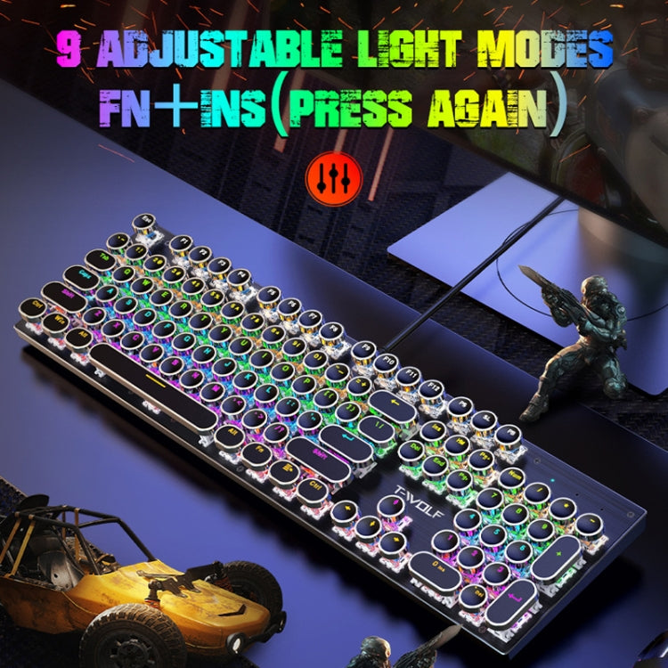 T-WOLF T75 104 Keys Adjustable RGB Light Computer Game Wired Mechanical Keyboard