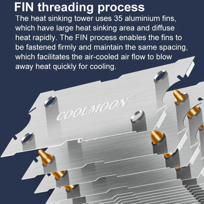 COOLMOON Frost dubultais vara caurules procesora ventilators galddatoram ar apgaismojumu, kluss AMD gaisa dzesēšanas dzesētājs