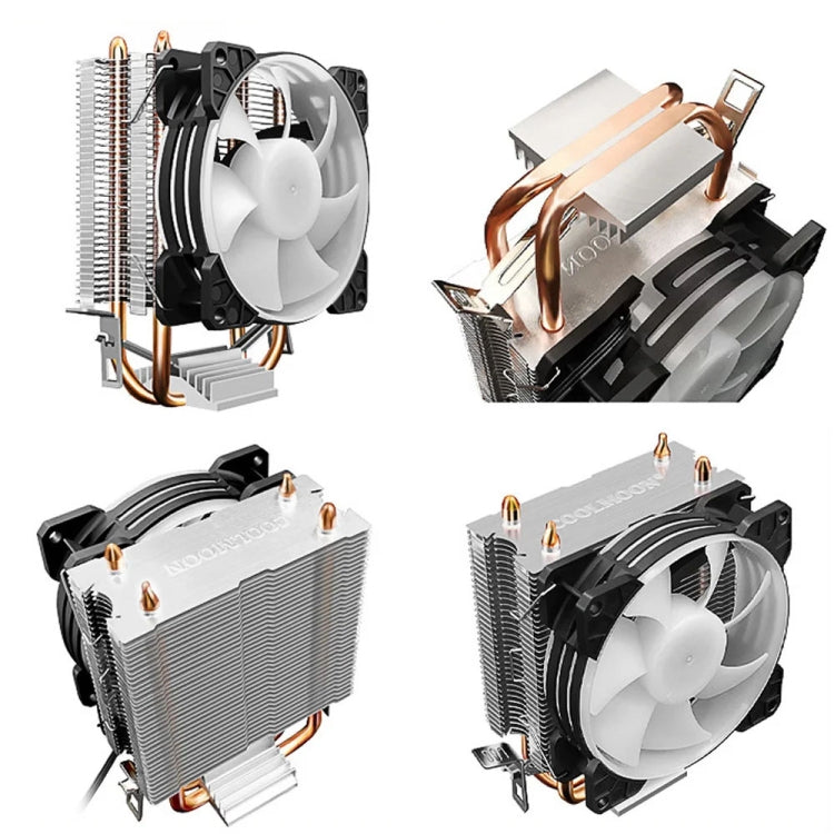 COOLMOON Frost dubultais vara caurules procesora ventilators galddatoram ar apgaismojumu, kluss AMD gaisa dzesēšanas dzesētājs
