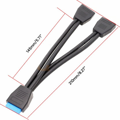 Computer Motherboard 19 Pin USB3.0 One To Two Extension Cable