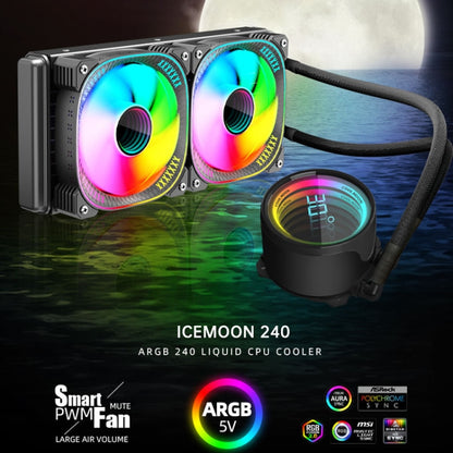 COOLMOON CM-YM-240T digitālais ARGB objektīva izdevums integrēts ūdens dzesēšanas procesora dzesētājs temperatūras displejs procesora ventilators