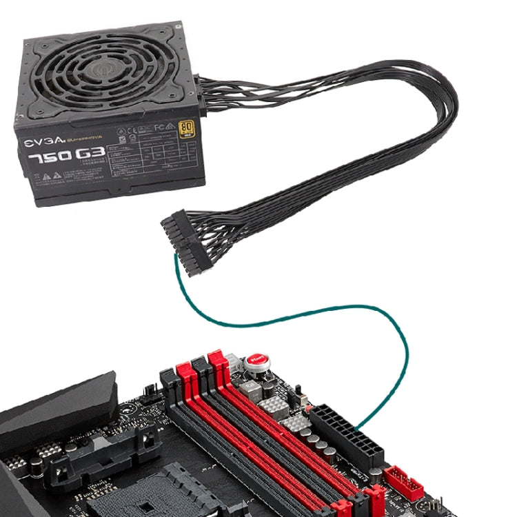 EVGA 10 kontaktu / 18 kontaktu līdz 24 kontaktu plakanajam kabeļa moduļa kabeļa grafikas kartes bloka vadam