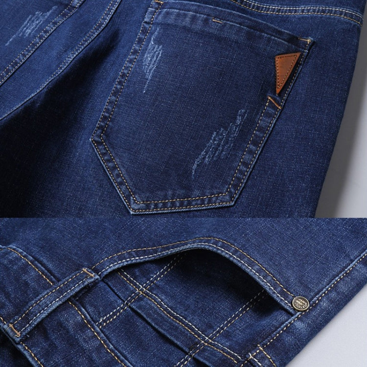 Men Business Casual Workwear Jeans Stretch Loose Straight Leg Jeans