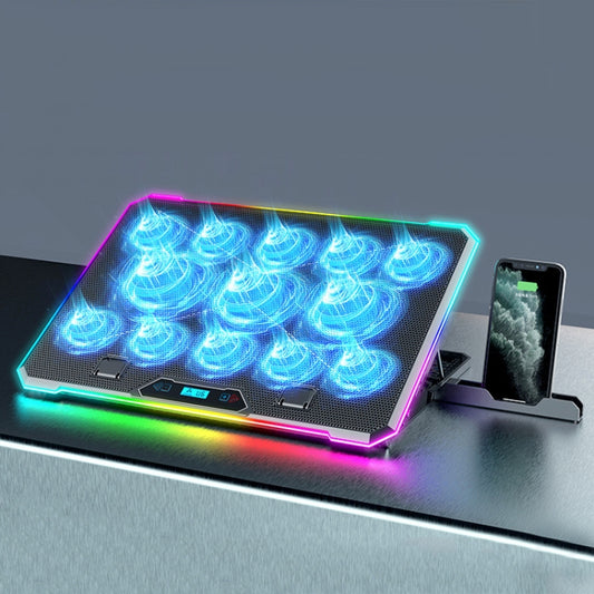 ICE COOREL K15C viedais regulējamais klēpjdatora radiatora pamats ar RGB apgaismojuma efektu