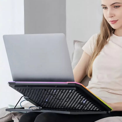 ICE COOREL K15C viedais regulējamais klēpjdatora radiatora pamats ar RGB apgaismojuma efektu