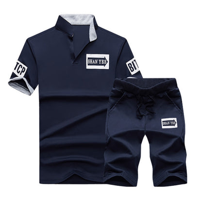 Summer Men T-Shirt Half-Sleeved Sports Suit
