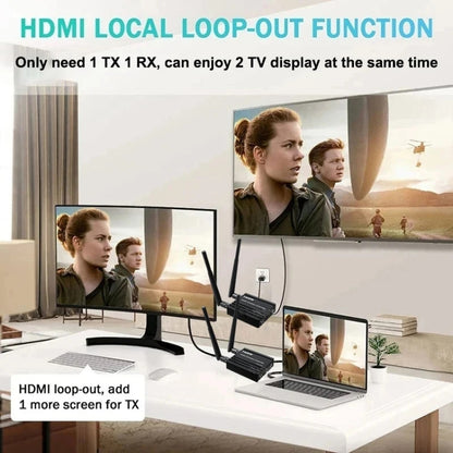 200 m bezvadu HDMI signāla pastiprinātājs, raidītājs+uztvērējs