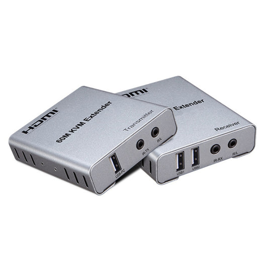KVM 60m HDMI tīkla kabeļa pagarinātājs ar audio/video raidītāju+uztvērēju, ASV spraudnis