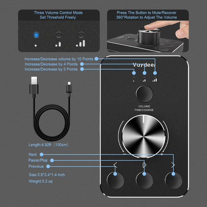 Vaydeer JP2011 USB Computer Volume Adjustment Controller Desktop Multimedia Rotary Button