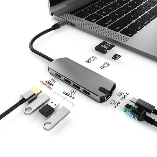 8-In-1 USB-C/Type-C Gigabit Ethernet Port Docking Station Hub