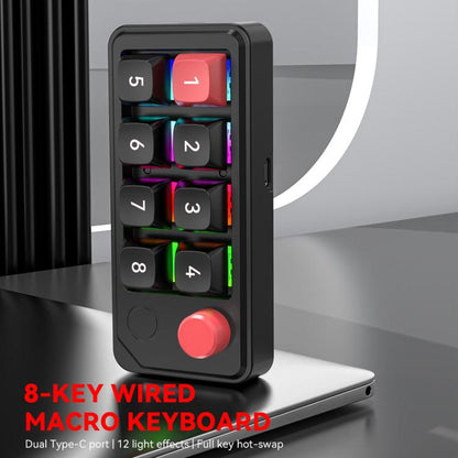 MKESPN 8-Key Wired Hot-Swappable Macro Definition Gaming Mechanical Keyboard With Knob