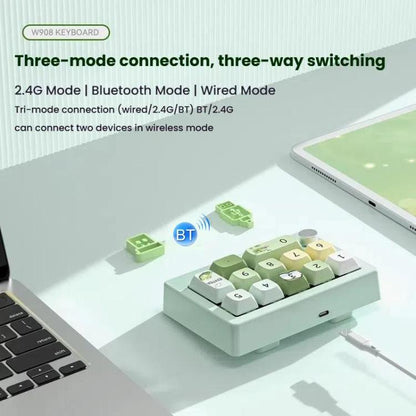 MKESPN W908 Wireless Tri-Mode Hot-Swappable Macro-Defined RGB Backlit Gaming Mechanical Keypad