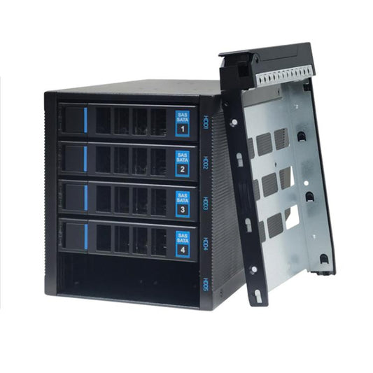5 nodalījumu karstās nomaiņas cieto disku korpuss, 3,5 collu/2,5 collu HDD/SSD, saderīgs ar 3x5,25 collu optisko disku pozīciju