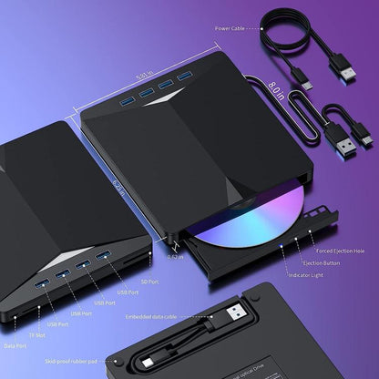 Внешний съемный оптический привод USB3.0 / Type-C, DVD / CD, многоинтерфейсный пишущий привод