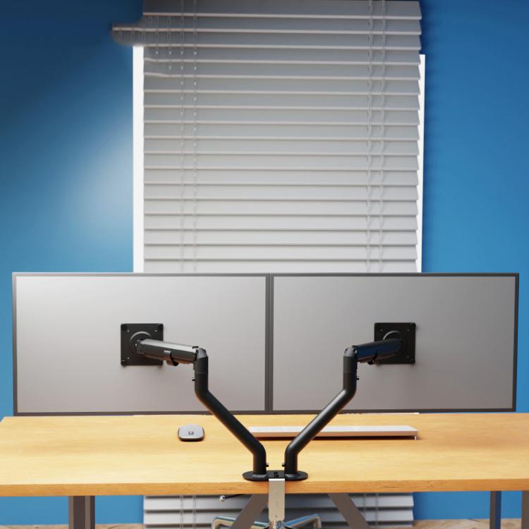 17–32 collu divu monitoru stiprinājuma gāzes atspere, 360 grādu izturīga peldoša galda roka