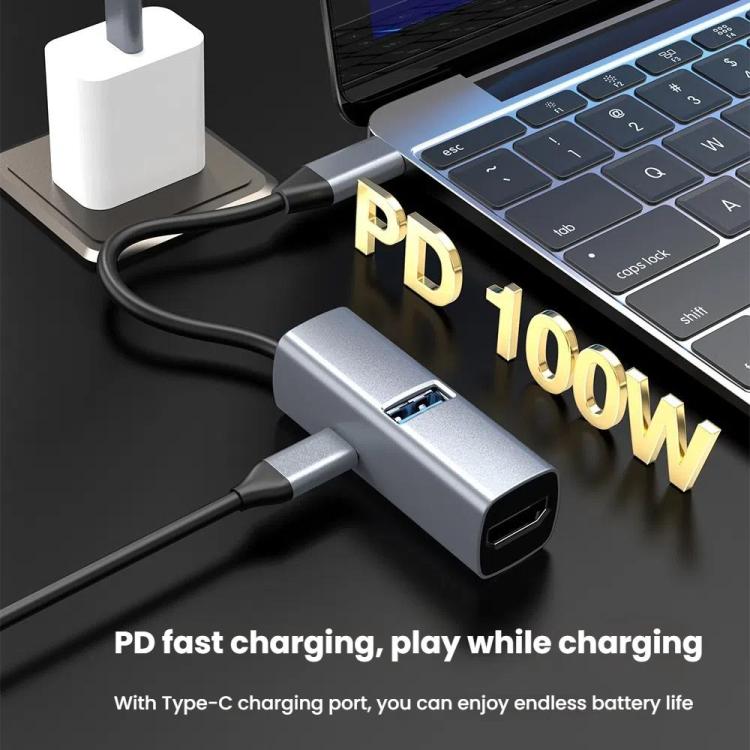 USB3.0+PD+HDMI 3 In 1 Docking Station 4K Projector Adapter