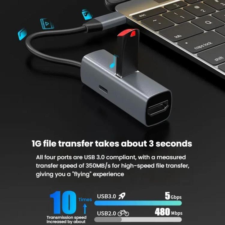 USB3.0+PD+HDMI 3 In 1 Docking Station 4K Projector Adapter