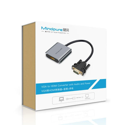 Преобразователь VGA в HDMI для компьютерного монитора, кабель-адаптер с аудиоблоком питания