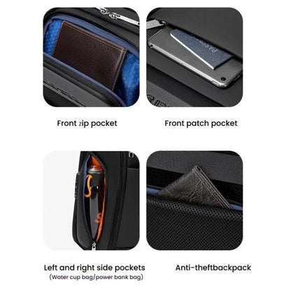 Wiersaam Men Waterproof Anti-Theft Business Backpack Travel Laptop Bag With USB Charging Port & Password Lock