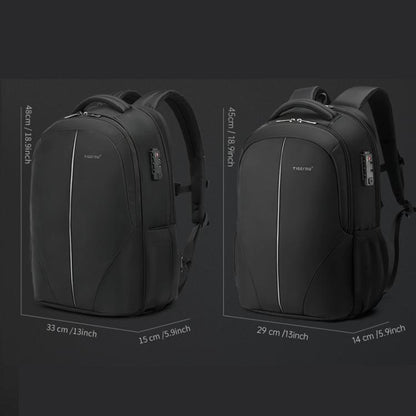Men Business Anti-Theft Laptop Backpack With USB Charging Port, Reflective Strips & TSA Lock