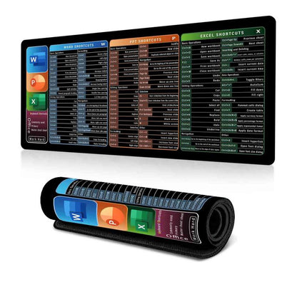 Keyboard Shortcut Desk Mat Mouse Pad Non-Slip Office Desk Pad With Computer Commands