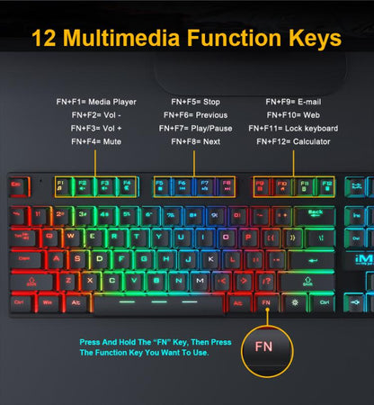 Wired Hovering Illuminated Gaming Keyboard Mouse Headset Set