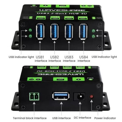 4 Way USB 3.2 Hub 1 To 4 Metal Case Extender