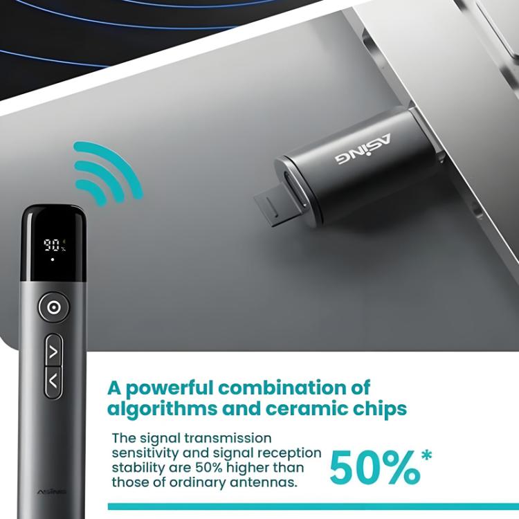 ASiNG A17 Pro Dual Mode Wireless Laser Presentation Pointer - USB/Bluetooth Rechargeable Adjustable Brightness
