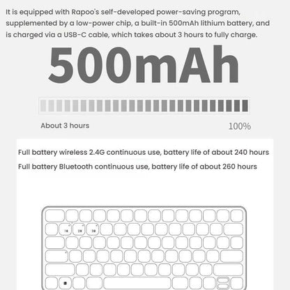 Беспроводная клавиатура Rapoo E9050L с тремя режимами Bluetooth. Бесшумная клавиатура для ноутбука.