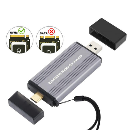 Корпус для жесткого диска USB3.1 Gen2 NVMe 10 Гбит/с с прямым подключением USB + двойной интерфейс Type-C