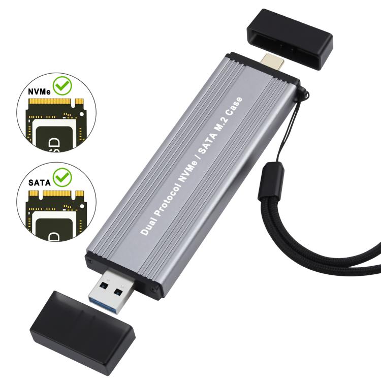 Корпус для жесткого диска USB3.1 Gen2 NVMe 10 Гбит/с с прямым подключением USB + двойной интерфейс Type-C