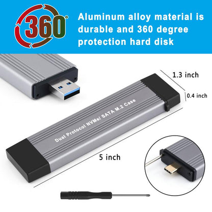 Корпус для жесткого диска USB3.1 Gen2 NVMe 10 Гбит/с с прямым подключением USB + двойной интерфейс Type-C