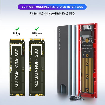Корпус для твердотельного накопителя M.2 NVMe/SATA, внешний корпус USB-C 10 Гбит/с, поддерживает до 2 ТБ