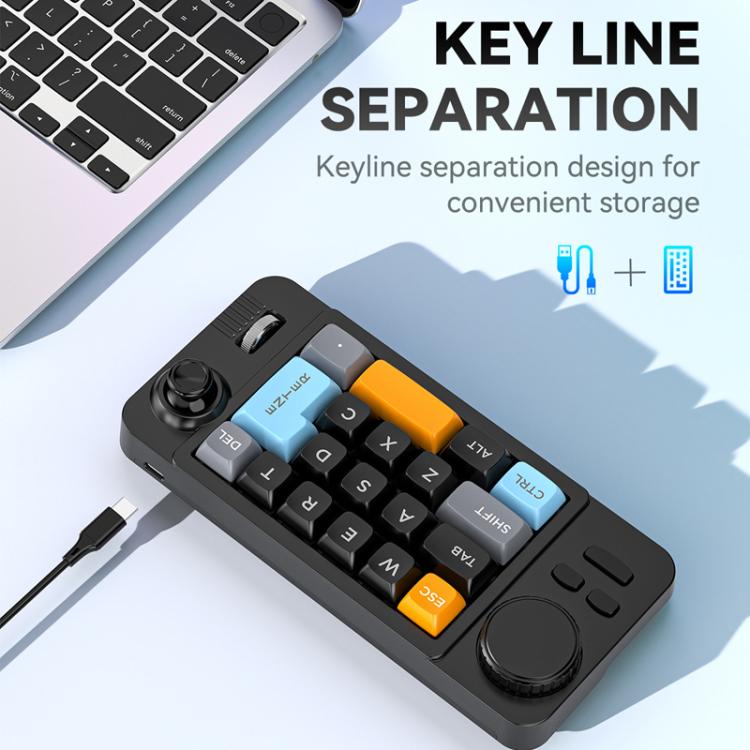 Проводная игровая клавиатура MKESPN с 19 клавишами, USB-C, программированием макросов, возможностью горячей замены, ручкой управления и колесом прокрутки джойстика