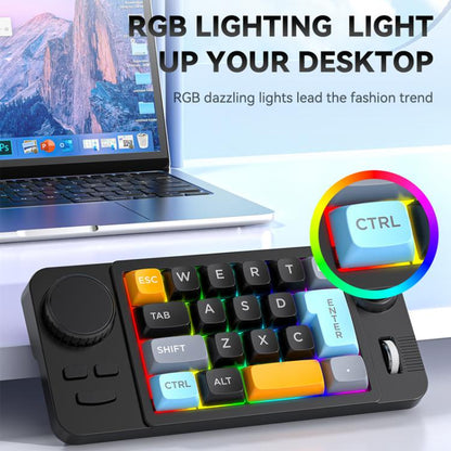 Проводная игровая клавиатура MKESPN с 19 клавишами, USB-C, программированием макросов, возможностью горячей замены, ручкой управления и колесом прокрутки джойстика