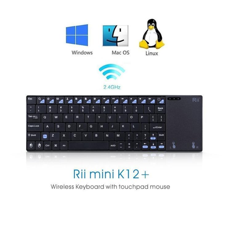Офисный компьютер-ноутбук Rii K12+ с бесшумной беспроводной мини-клавиатурой 2,4 ГГц