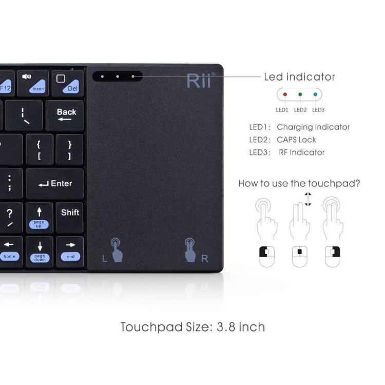 Офисный компьютер-ноутбук Rii K12+ с бесшумной беспроводной мини-клавиатурой 2,4 ГГц