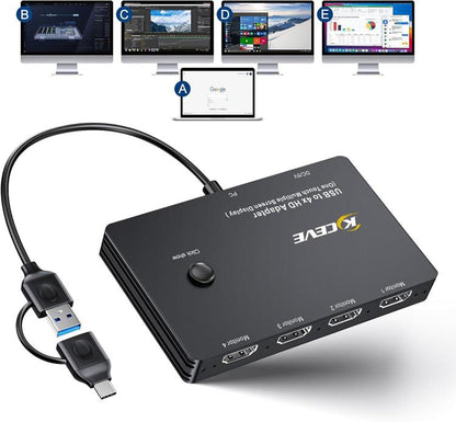Адаптер USB/Type-C на 4 порта HDMI KVM-переключатель