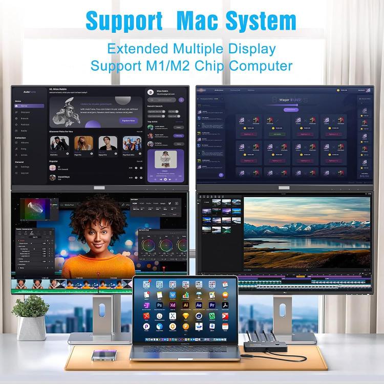 Адаптер USB/Type-C на 4 порта HDMI KVM-переключатель